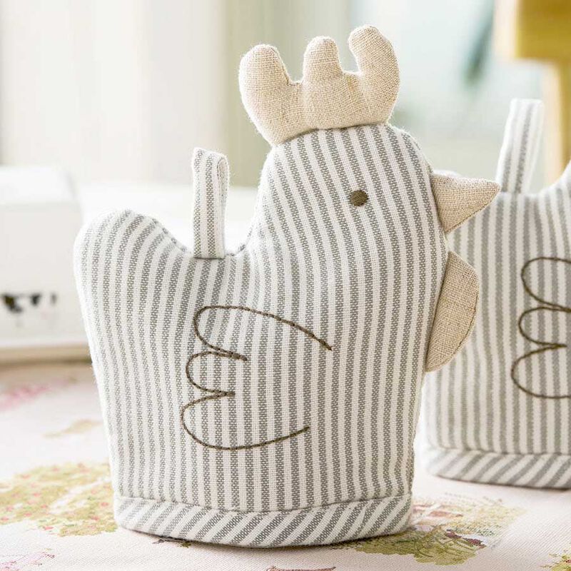 Sophie Allport Egg Cosy - Stamford Stripe Grey - Chicken Shaped image number 1